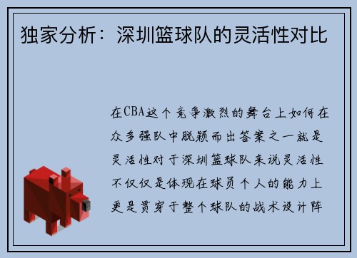 独家分析：深圳篮球队的灵活性对比