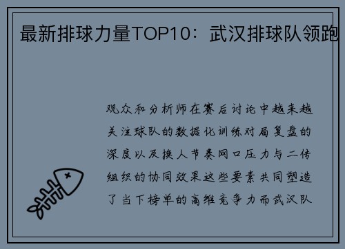 最新排球力量TOP10：武汉排球队领跑