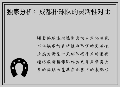 独家分析：成都排球队的灵活性对比